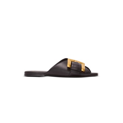 BALMAIN ANTHEM FLAT LEATHER SANDALS FN1UP141LVIT